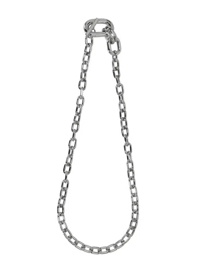 Rabanne Polished Silver Chain Necklace With Logoed T-bar Fastening In Metallic