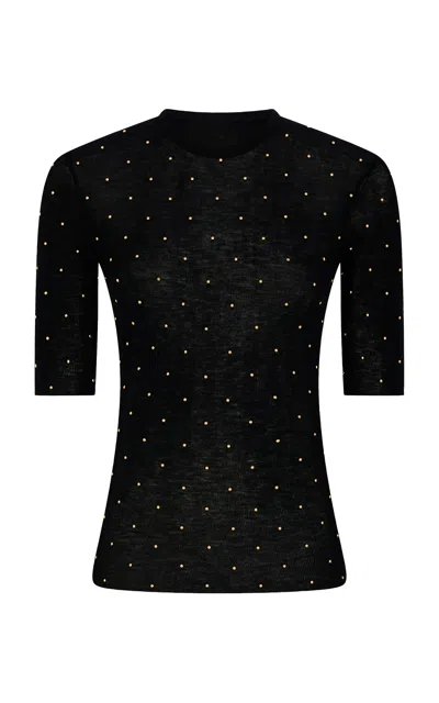 Rabanne Polka-dot Knit Top In Black