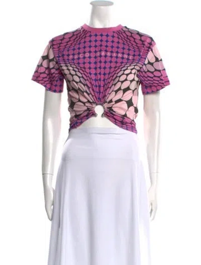 Pre-owned Rabanne Polka Dot Print Crew Neck Crop Top In Pink