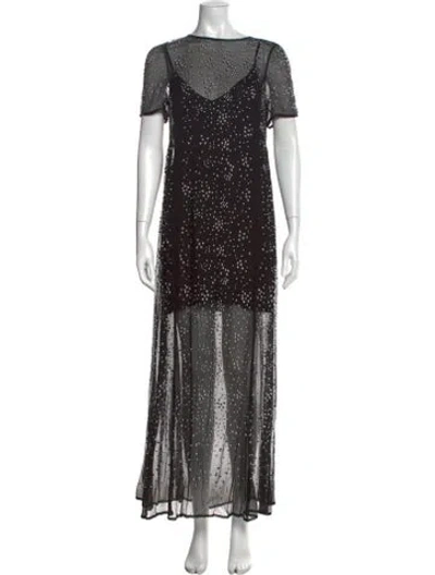 Pre-owned Rabanne Polka Dot Print Long Dress In Black