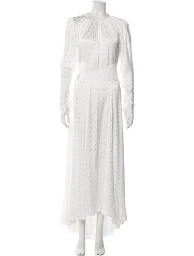 Pre-owned Rabanne Polka Dot Print Long Dress In White