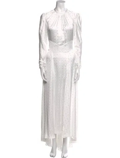 Pre-owned Rabanne Polka Dot Print Long Dress In White