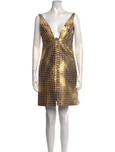 Pre-owned Rabanne Polka Dot Print Mini Dress In Gold