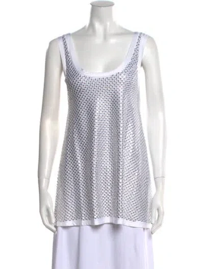 Pre-owned Rabanne Polka Dot Print Scoop Neck Top W/ Tags In White
