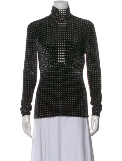 Pre-owned Rabanne Polka Dot Print Turtleneck Top In Black