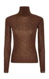 Rabanne Polka-dot Turtleneck Sweater In Brown