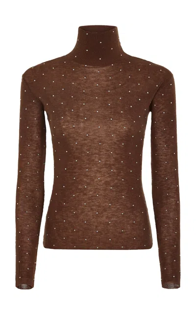 Rabanne Polka-dot Turtleneck Sweater In Brown