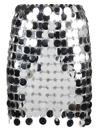 Rabanne Polyester Reflective Chainmail Mini Skirt In Metallic