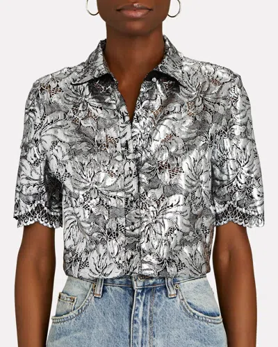 Rabanne Pre-loved Floral Lace Blouse In Silver