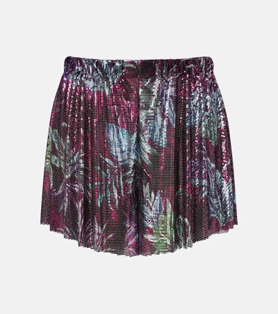 Rabanne Printed Chainmail Shorts In Purple