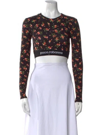 Pre-owned Rabanne Printed Crew Neck Crop Top In Black