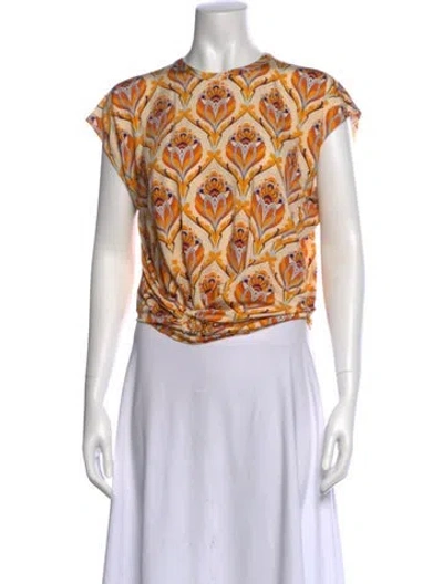 Pre-owned Rabanne Printed Crew Neck Crop Top In Multi