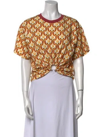 Pre-owned Rabanne Printed Crew Neck Crop Top In Orange