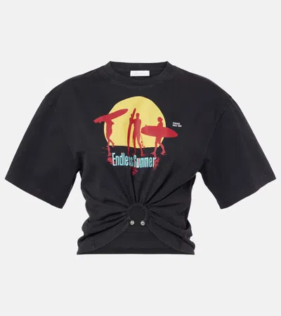 Rabanne Printed Cropped Cotton Jersey T-shirt