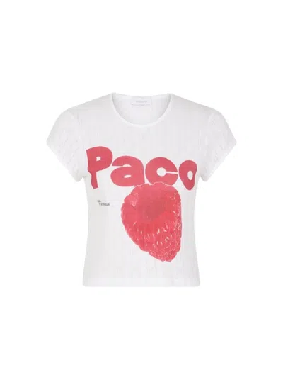 Rabanne Printed Cropped T-shirt White