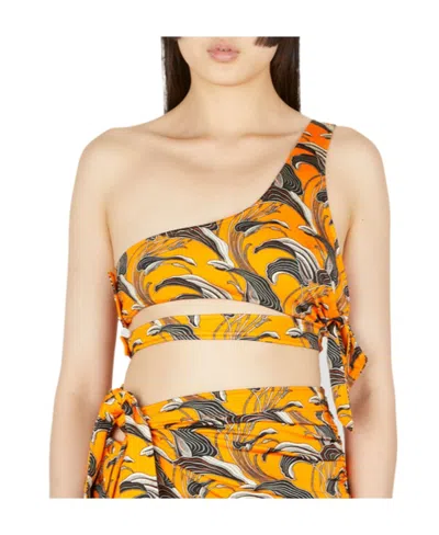 Rabanne Printed Cropped Top In Nude