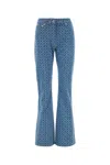 Rabanne Denim Flare Print Trousers