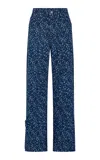 Rabanne Printed Denim Wide-leg Jeans In Medium Wash