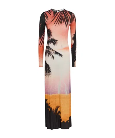 Rabanne Printed Embellished Stretch-jersey Maxi Dress In Multi