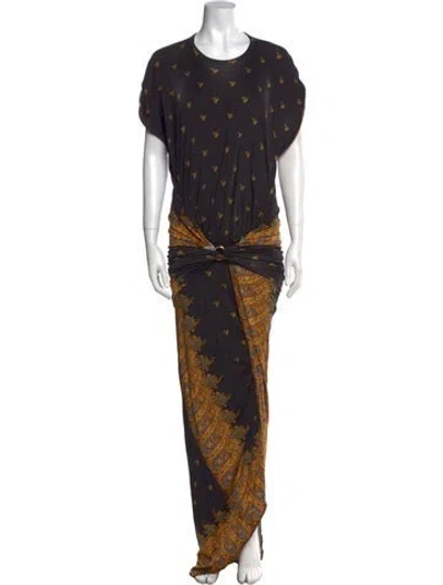 Pre-owned Rabanne Printed Long Dress In Black