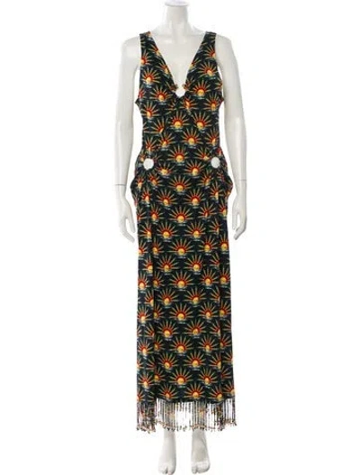 Pre-owned Rabanne Printed Long Dress In Black