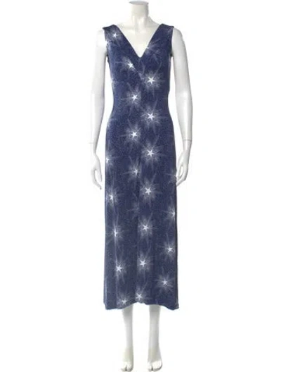 Pre-owned Rabanne Printed Long Dress In Blue