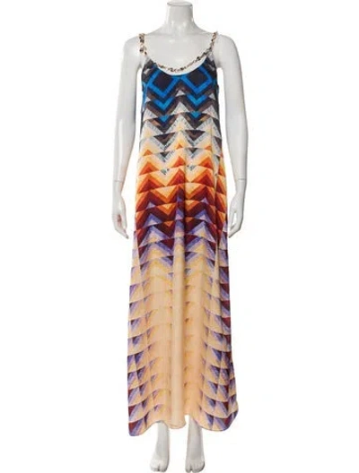 Pre-owned Rabanne Printed Long Dress In Blue