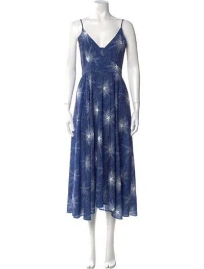 Pre-owned Rabanne Printed Long Dress In Blue