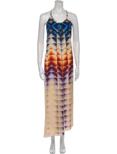 Pre-owned Rabanne Printed Long Dress In Blue