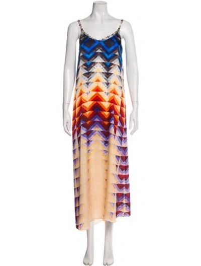 Pre-owned Rabanne Printed Long Dress In Blue