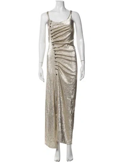 Pre-owned Rabanne Printed Long Dress In Gold/metallic