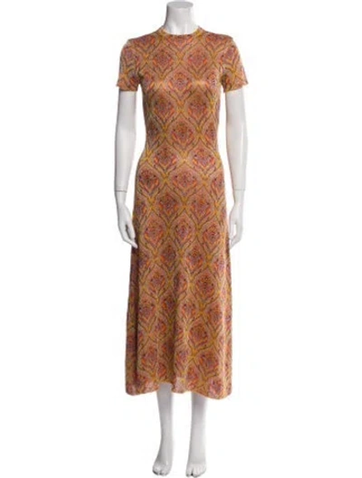 Pre-owned Rabanne Printed Long Dress In Orange