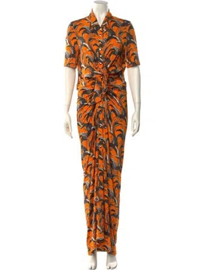 Pre-owned Rabanne Printed Long Dress In Orange