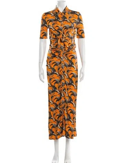 Pre-owned Rabanne Printed Long Dress In Orange