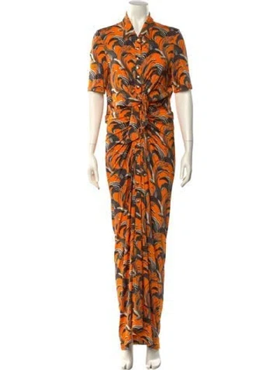 Pre-owned Rabanne Printed Long Dress In Orange