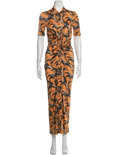 Pre-owned Rabanne Printed Long Dress In Orange