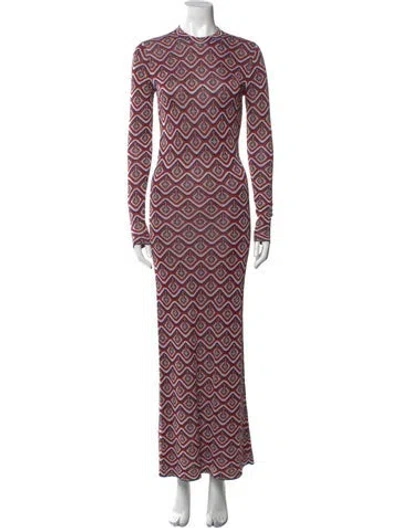 Pre-owned Rabanne Printed Long Dress In Red