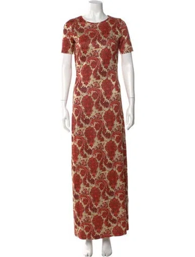 Pre-owned Rabanne Printed Long Dress In Red