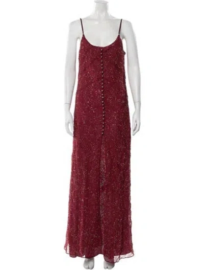 Pre-owned Rabanne Printed Long Dress W/ Tags In Red