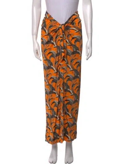 Pre-owned Rabanne Printed Long Skirt In Orange