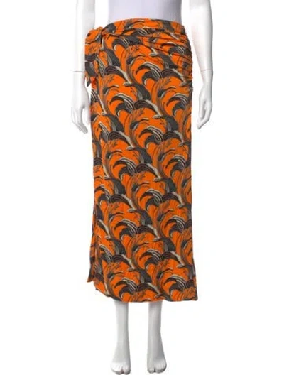 Pre-owned Rabanne Printed Long Skirt In Orange