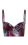 Rabanne Printed Metallic Bra Top In Multi