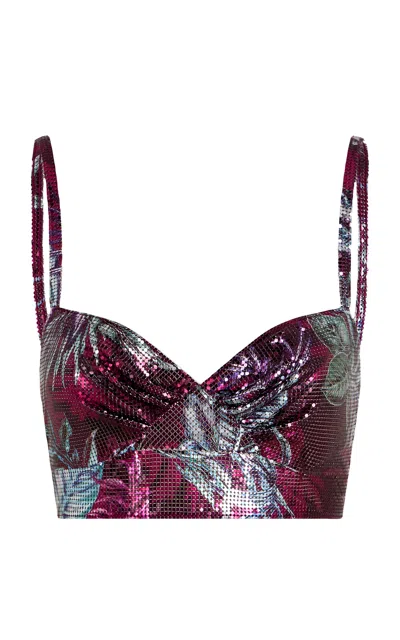 Rabanne Printed Metallic Bra Top In Multi