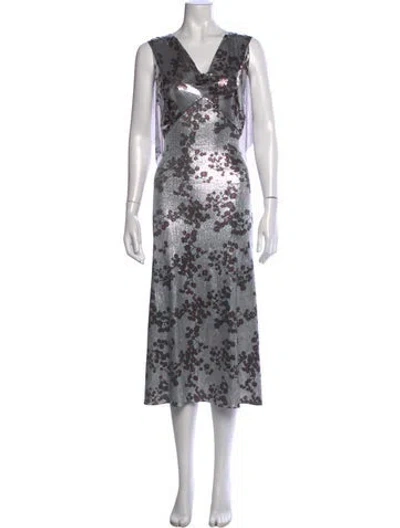 Pre-owned Rabanne Printed Midi Length Dress In Metallic/silver