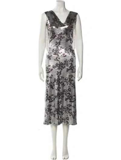 Pre-owned Rabanne Printed Midi Length Dress In Silver
