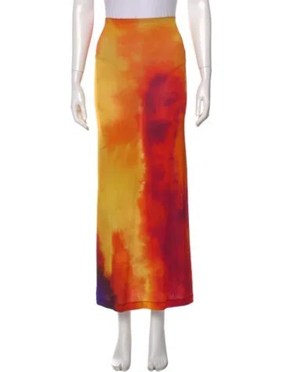 Pre-owned Rabanne Printed Midi Length Skirt In Orange