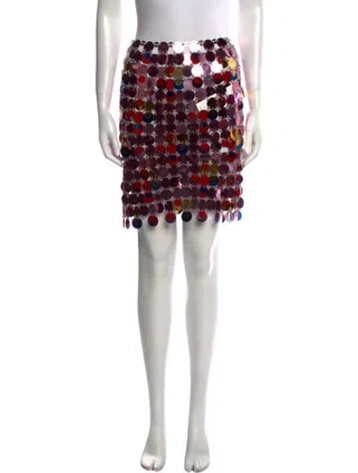 Pre-owned Rabanne Printed Mini Skirt In Silver