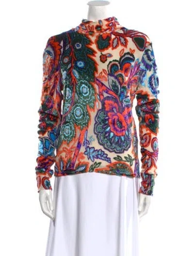 Pre-owned Rabanne Printed Mock Neck Top In Multi