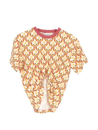 Pre-owned Rabanne Printed Ring-detail T-shirt In Neutral