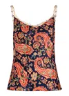 Rabanne Paisley-print Chain-detail Tank Top In Cachemire Navy In Multi Print